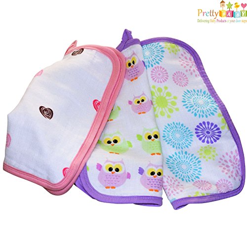 Baby Washcloths And Towel For Girls Infant & Adults. 3 Pack 12 x 12″ MultiLayer Muslin Cotton