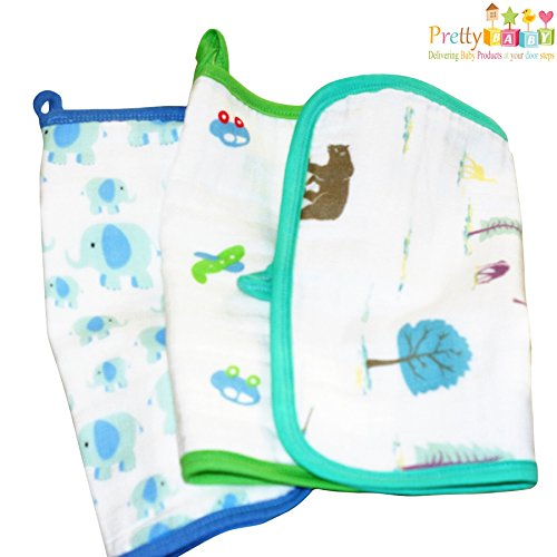 Baby Washcloths And Towel For Boys Infant & Adults. 3 Pack 12 x 12″ MultiLayer Muslin Cotton