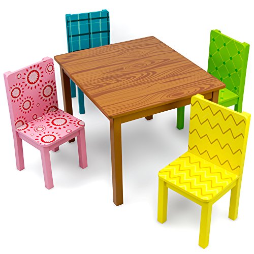 Funny Furniture Kids Wooden Table & 4 Chairs Set, CartoonInspired Designs by Imagination
