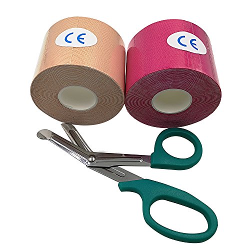 Pro Kinesiology Sports Tape 2inch x 16.5ft Pack of 2 + Physical Therapy