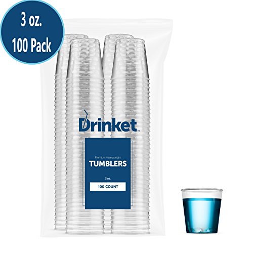 DRINKET Plastic Shot Glasses 3 oz Cups Disposable Mini Cups Hard