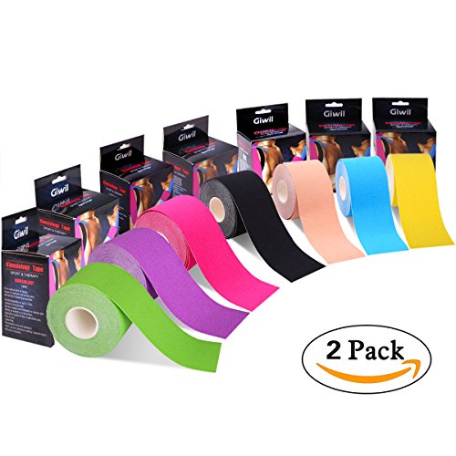 Giwil 2 Pack Kinesiology Tape Pro Sports & Athletic & Physix Gear Sport
