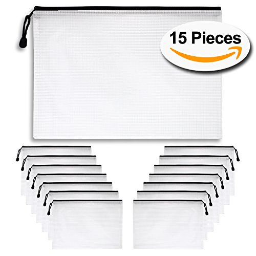 A4 Document Holder with Zipper (15 Pack) Large Stylish Multipurpose