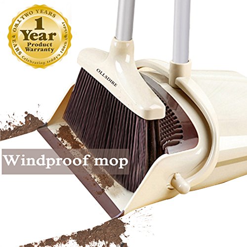 OLLSDIRE Broom and Dustpan Set Outdoor or Indoor Broom with Dust Pan