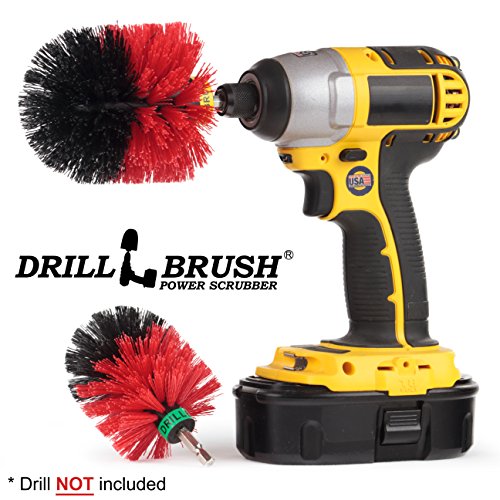 Stiff Bristle Drill Powered Deck Scrub Brush Attachment Remove Mold, Mildew, and Moss from