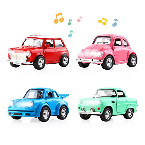 Car Toys Pull Back Vehicles Toy Set 4 PCS Play Vehicles with Sound and