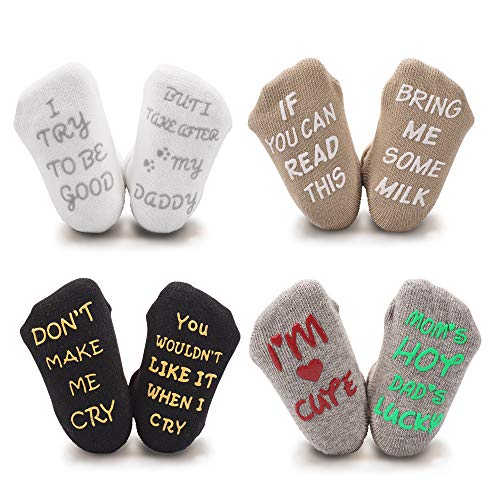 Cozyway Unique Baby Shower Gift Set 4 Pairs Baby Newborn Socks 0 12