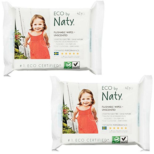 Naty, ECO by Naty Flushable Baby Wipes, Unscented (42 count, Pack of 2) The FrumCare Store