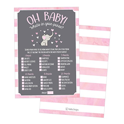 25 Pink Elephant What S In Your Purse Baby Shower Game Funny Idea