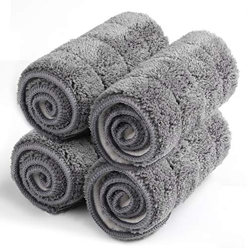 Microfiber Washable Mop Pad 4 Pcs, YAMTION Dry and Wet Mop Cloth for