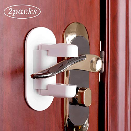 Door Lever Lock (2 Pack), Child/Pets Safety Locks & Handles 3M Adhesive
