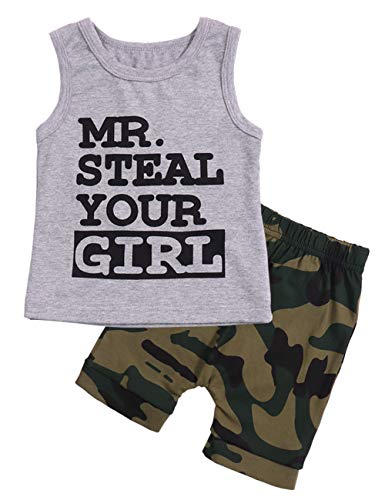 Toddler Baby Infant Boy Clothes Mr Steal Your Girl Vest Camouflage Shorts Summer Outfit Set