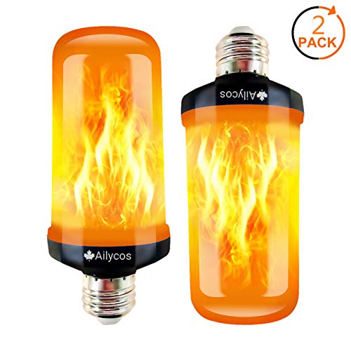 Black Ailycos LED Flame Effect Fire Light Bulb Upgraded E26 Base 4 Modes with Upside Down Effect Simulated Decorative Light Atmosphere Outdoor Lighting for Holiday Lights Decoration ... 