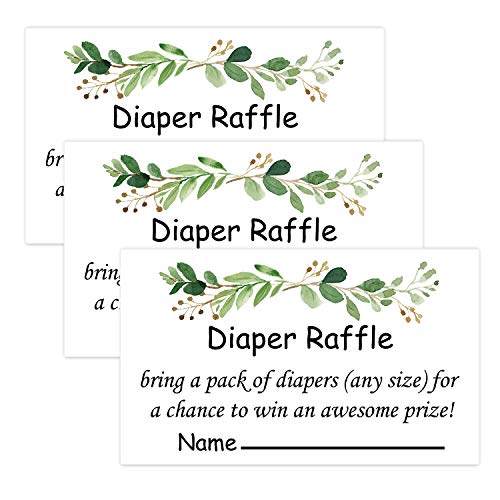 50 Greenery Diaper Raffle Tickets for Baby Shower Invitation Inserts