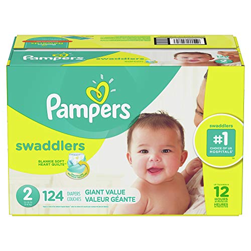 Diapers Size 2, 124 Count Pampers Swaddlers Disposable Baby Diapers