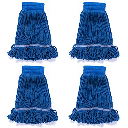 QIPENG 4 Pack 18″ Commercial Mop Heads Wet Saddle Mop Head Refill