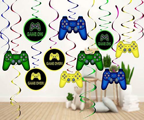 Video Game Decorations-48Pcs Video Game Party Decorations Game on Hanging Swirls Video Game Party Supplies
