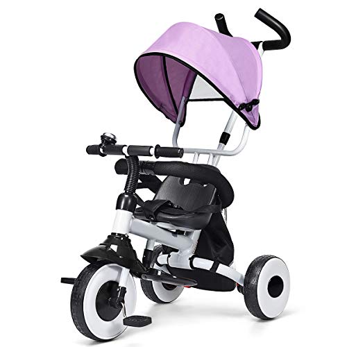 BABY JOY 4in1 Kids Tricycle Folding Baby Tricycle w/Adjustable Awning