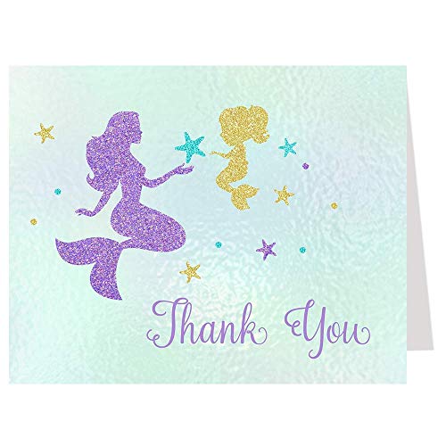 Mermaid Thank You Cards Mommy And Me Mystical Creature Baby Shower