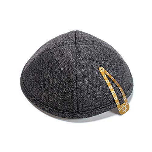 Elegant Linen Dark Grey Kippah Yarmulke Jewish Yamaka Kippa Israel Cap
