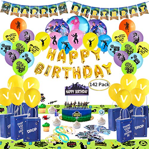 Birthday Party Supplies for Game Lovers, 142 pcs Gaming Theme Party