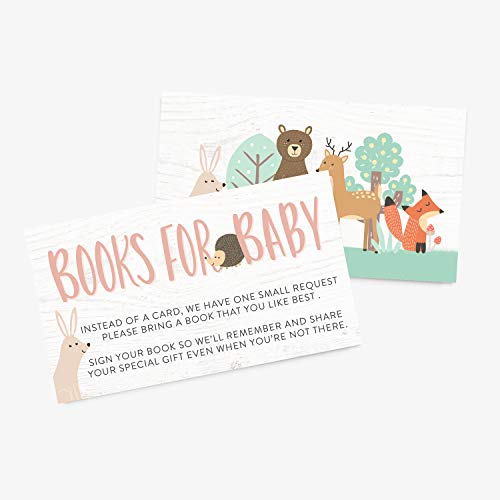 Books for Baby Request Cards for Baby Shower, Cute Woodland Creatures, Baby Boy or Girl Baby