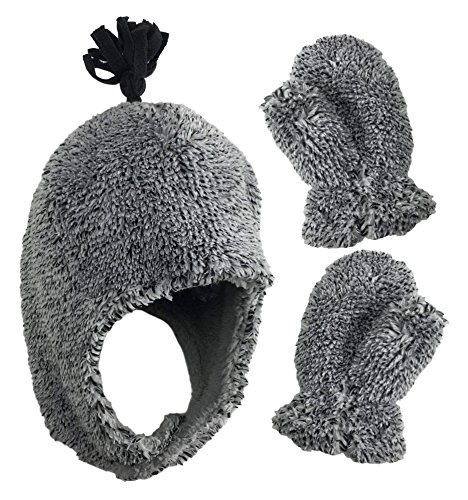 NIce Caps Little Boys and Baby Sherpa Lined Warm Fleece Pilot Hat Mitten Set