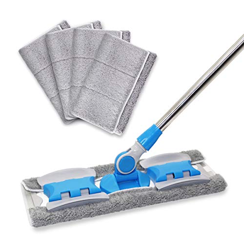 MAYSHINE Blue Microfiber Hardwood Floor Mop 5 Washable & Reusable
