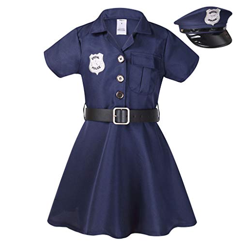 Meeyou Girls Police Officer Costume, Cop Cutie Dress for Girls,Medium ...