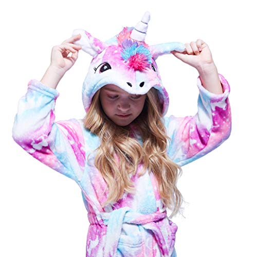 Soft Unicorn Girl Bathrobe Hoodie, Unisex Hooded Gift for Girl and Boys